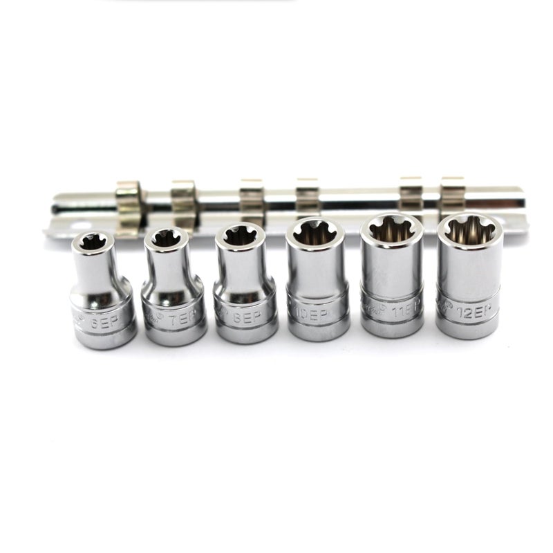 TEMO 6 pc Torx Plus 6-12EP Socket 1/4 Inch Square Drive Auto Repair Impact Ready Tool - Image 2